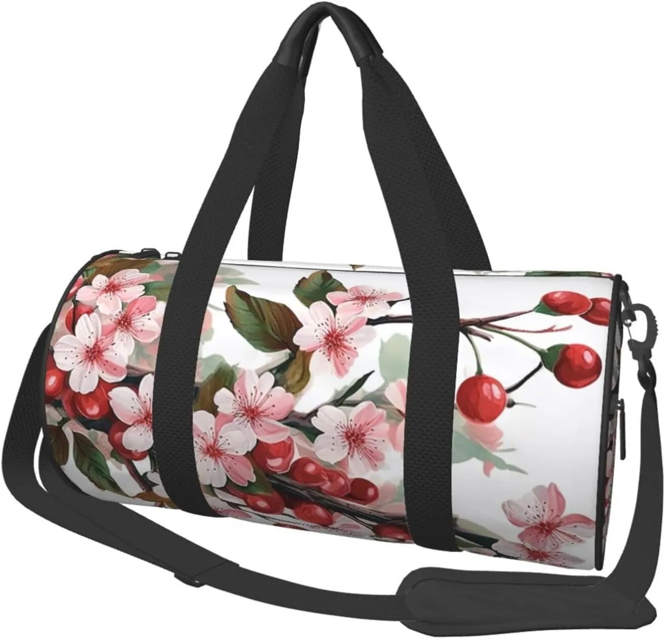 Duffel Bag for Men Women Small Gym Bag Realistic Cherry Florals Travel Duffel Bag Waterproof Overnight Bag for Sports Workout