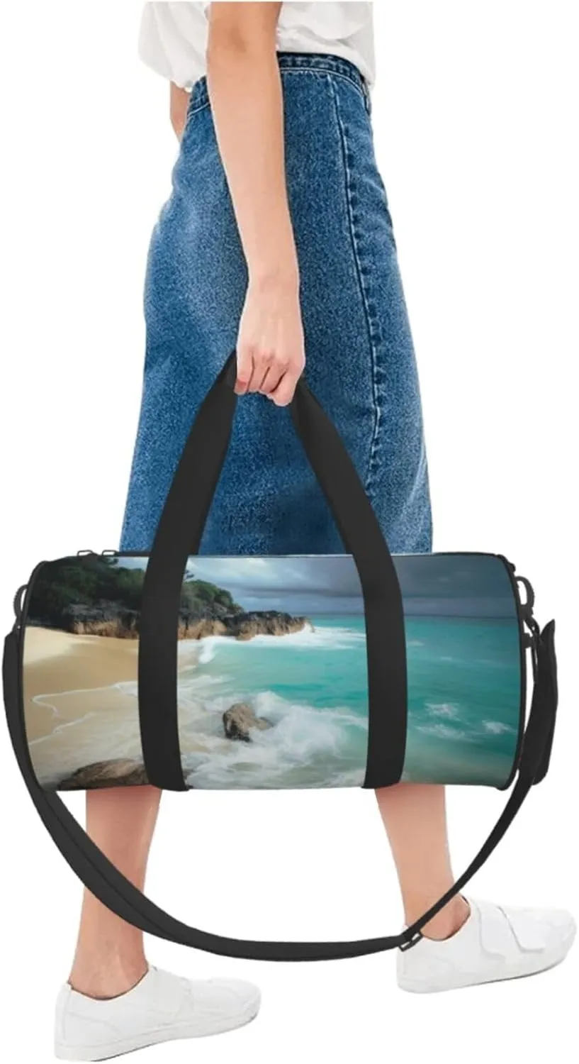 Duffel Bag for Men Women Small Gym Bag Serene Coastal Travel Duffel Bag Waterproof Overnight Bag for Sports Workout