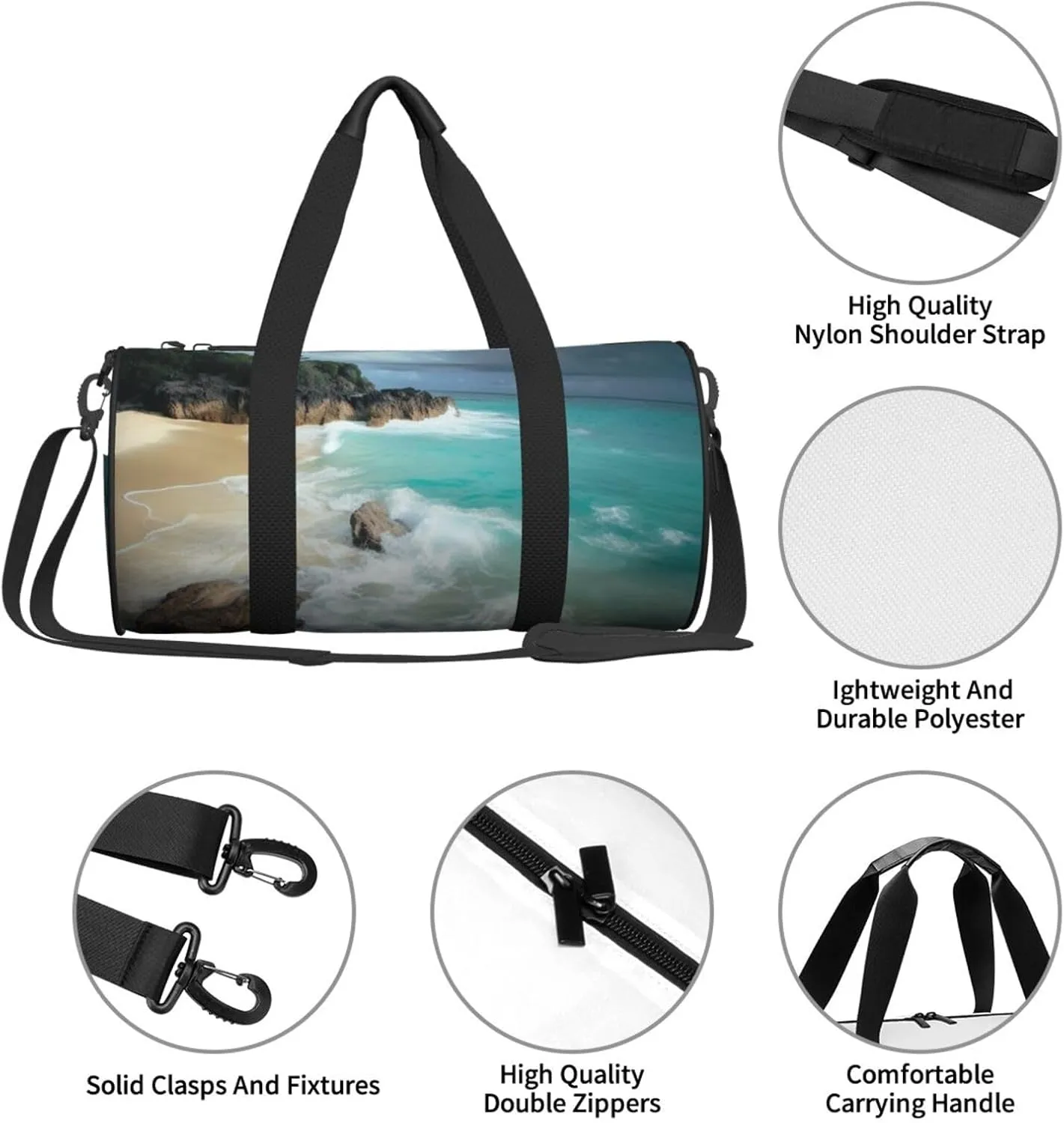 Duffel Bag for Men Women Small Gym Bag Serene Coastal Travel Duffel Bag Waterproof Overnight Bag for Sports Workout