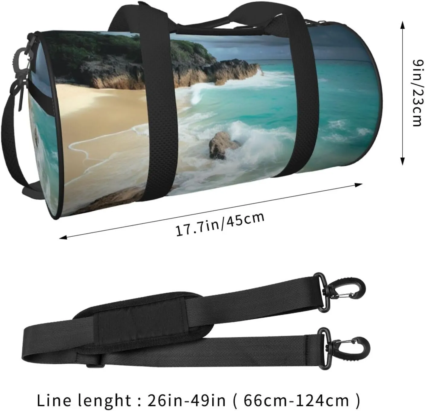 Duffel Bag for Men Women Small Gym Bag Serene Coastal Travel Duffel Bag Waterproof Overnight Bag for Sports Workout