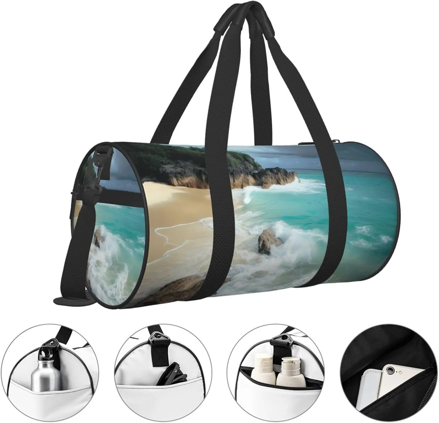 Duffel Bag for Men Women Small Gym Bag Serene Coastal Travel Duffel Bag Waterproof Overnight Bag for Sports Workout