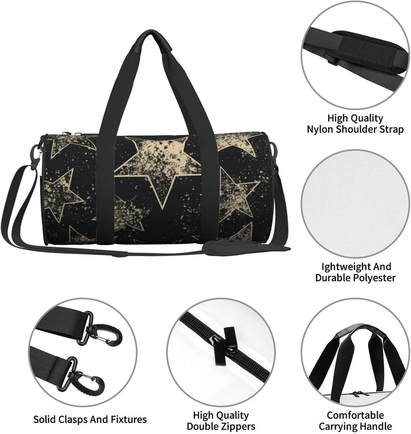 Duffel Bag for Men Women Small Gym Bag Star Travel Duffel Bag Waterproof Overnight Bag for Sports Workout