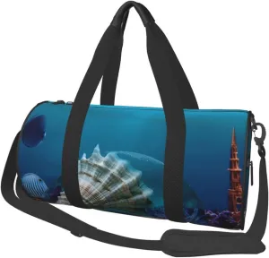 Duffel Bag for Men Women Small Gym Bag Underwater world shell Travel Duffel Bag Waterproof Overnight Bag for Sports Workout