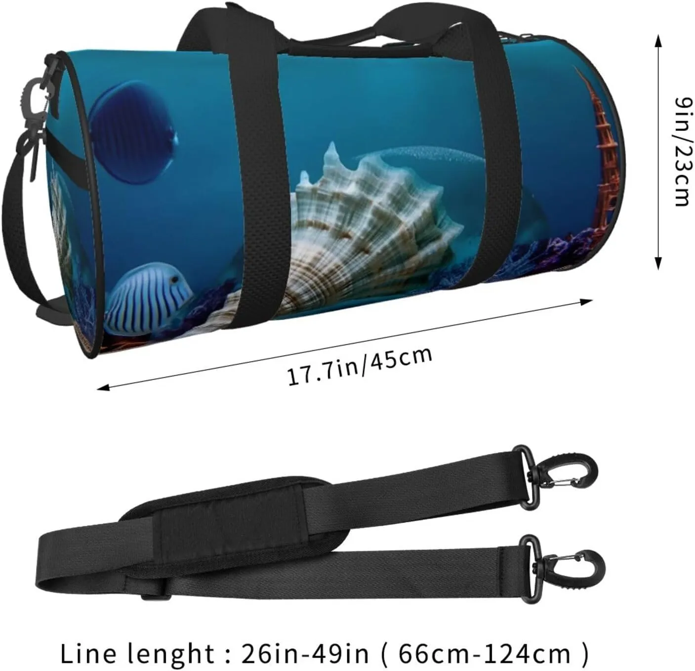 Duffel Bag for Men Women Small Gym Bag Underwater world shell Travel Duffel Bag Waterproof Overnight Bag for Sports Workout