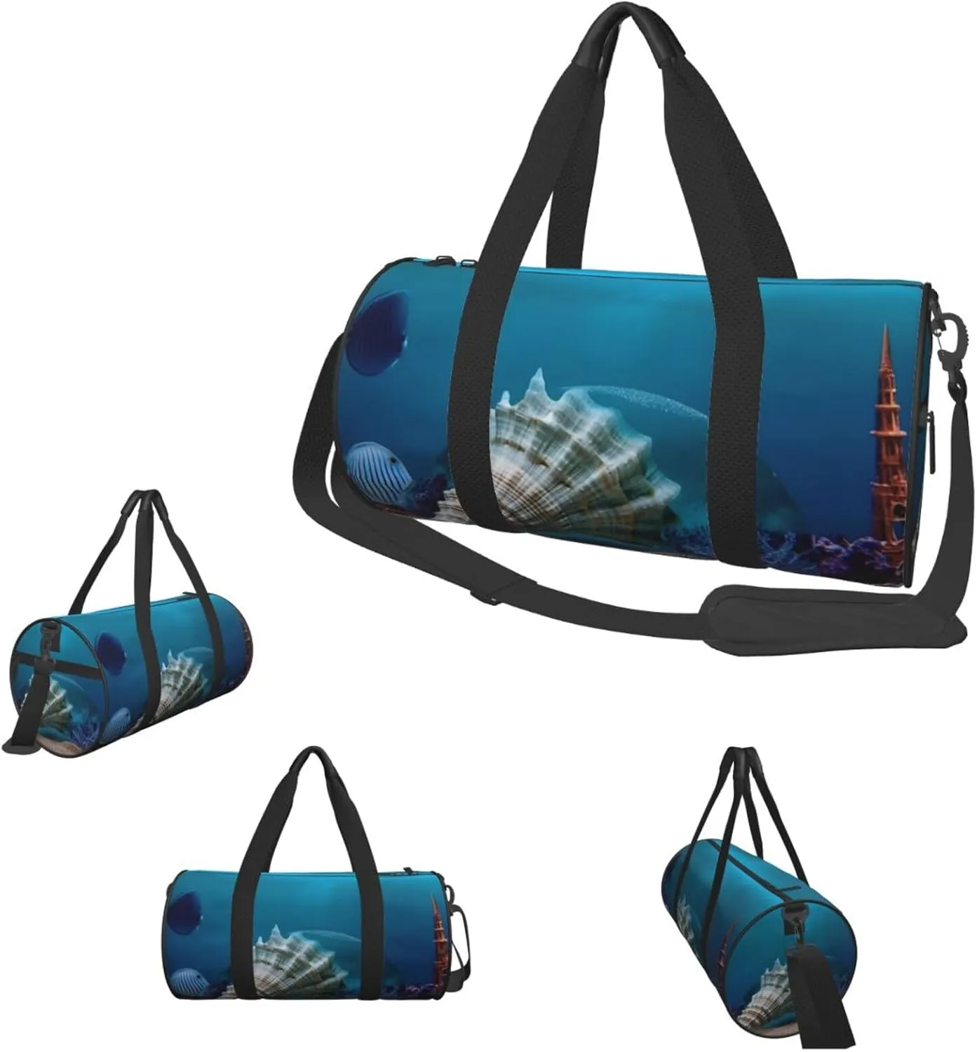 Duffel Bag for Men Women Small Gym Bag Underwater world shell Travel Duffel Bag Waterproof Overnight Bag for Sports Workout