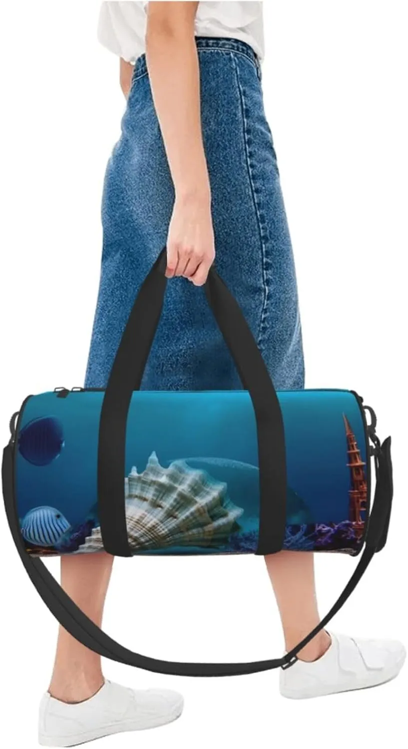 Duffel Bag for Men Women Small Gym Bag Underwater world shell Travel Duffel Bag Waterproof Overnight Bag for Sports Workout