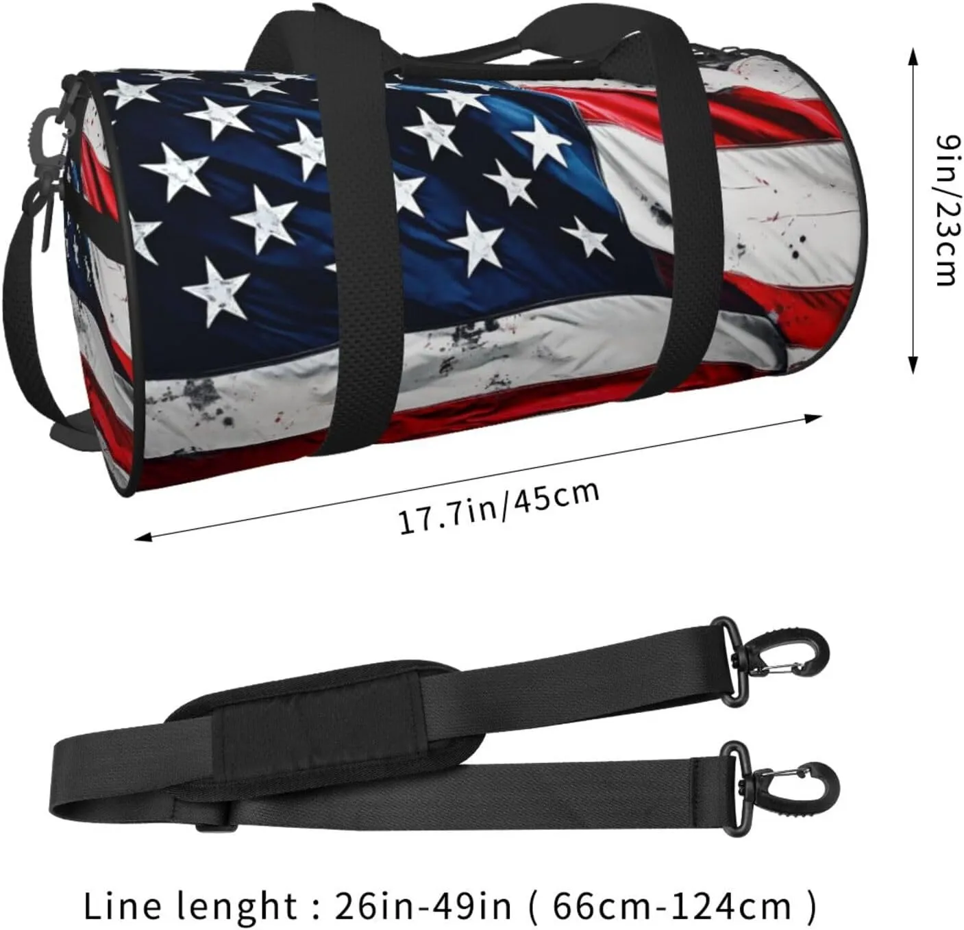 Duffel Bag for Men Women Small Gym Bag US Flag Travel Duffel Bag Waterproof Overnight Bag for Sports Workout