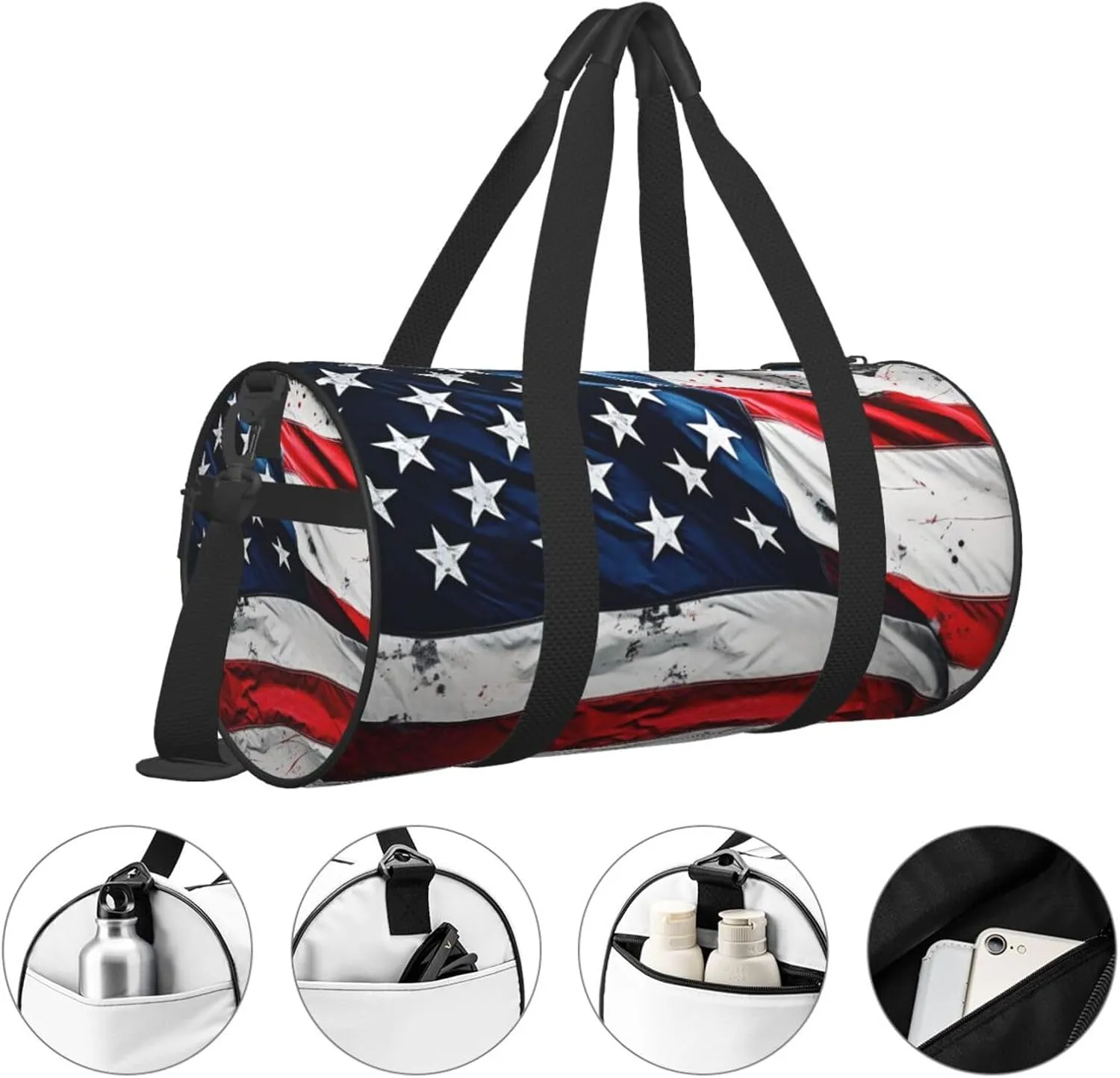 Duffel Bag for Men Women Small Gym Bag US Flag Travel Duffel Bag Waterproof Overnight Bag for Sports Workout
