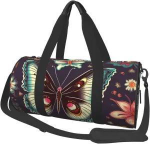 Duffel Bag for Men Women Small Gym Bag Vintage Butterfly Travel Duffel Bag Waterproof Overnight Bag for Sports Workout