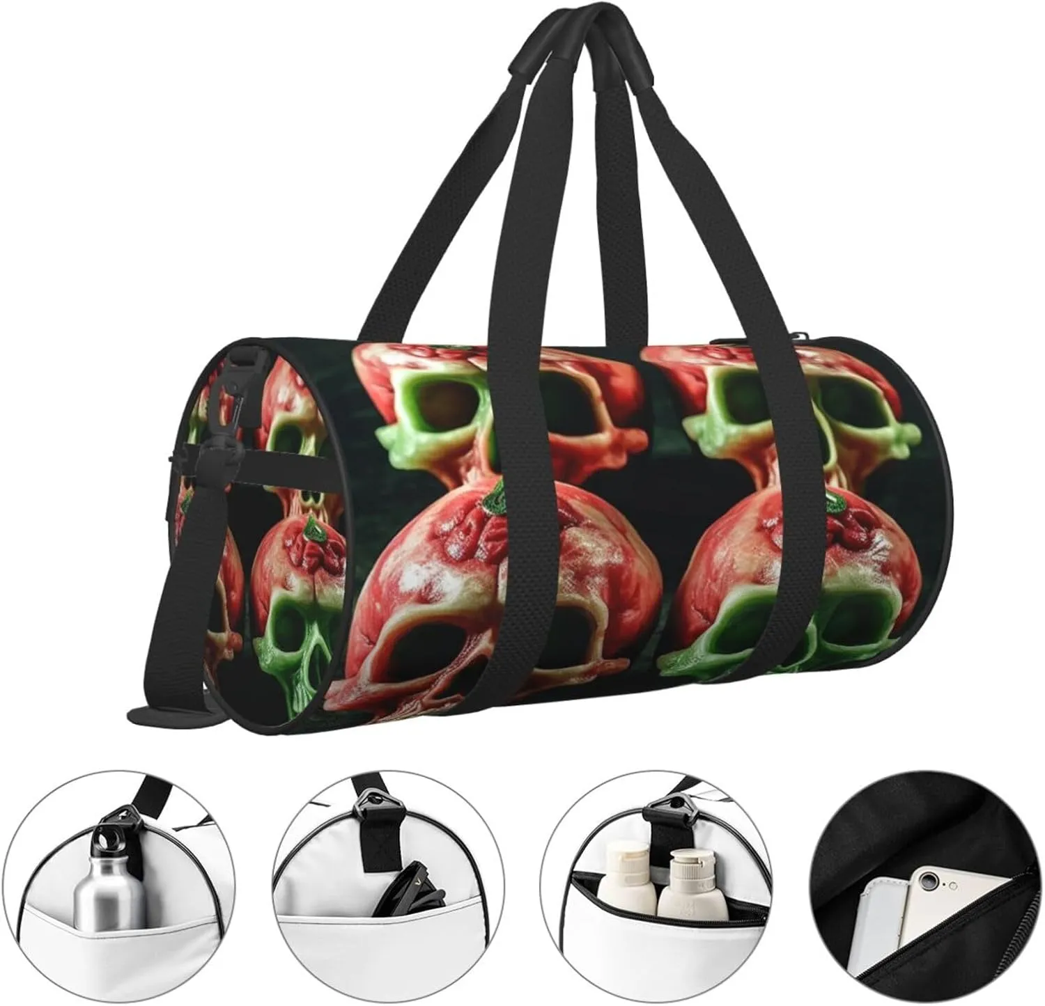 Duffel Bag for Men Women Small Gym Bag Watermelon skulls Travel Duffel Bag Waterproof Overnight Bag for Sports Workout