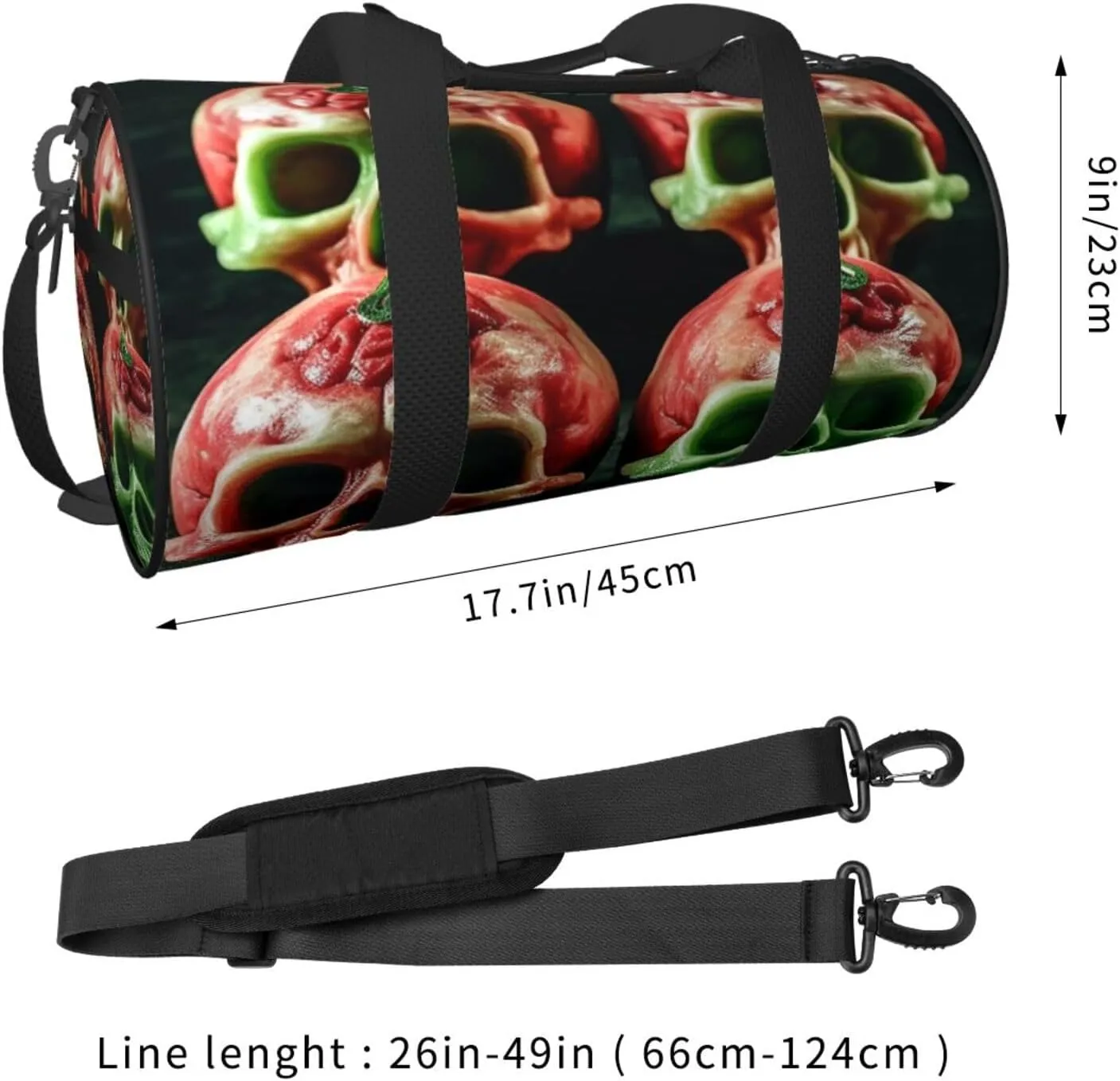 Duffel Bag for Men Women Small Gym Bag Watermelon skulls Travel Duffel Bag Waterproof Overnight Bag for Sports Workout