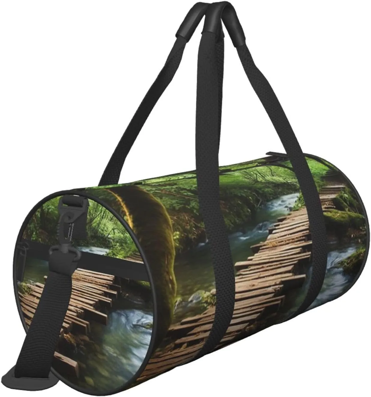 Duffel Bag for Men Women Small Gym Bag Wooden Bridge Stream Water Travel Duffel Bag Waterproof Overnight Bag for Sports Workout