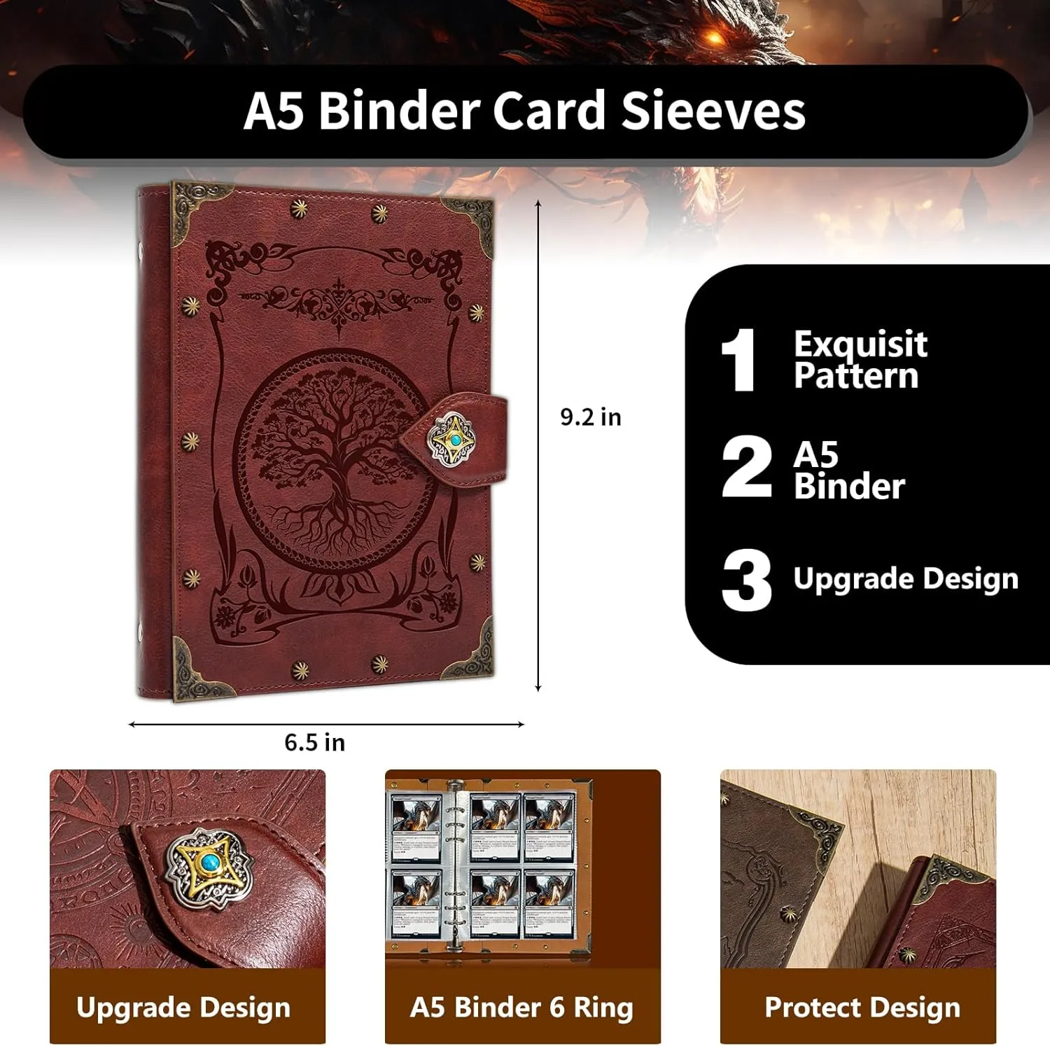 DUROTAN Card Binder 4-Pocket,Premium Trading Card Binder,Double Sided Pocket Collection Binder,Collector Album,Card Holder Holds 240 Cards for MTG,TCG,Yugioh,Game Cards