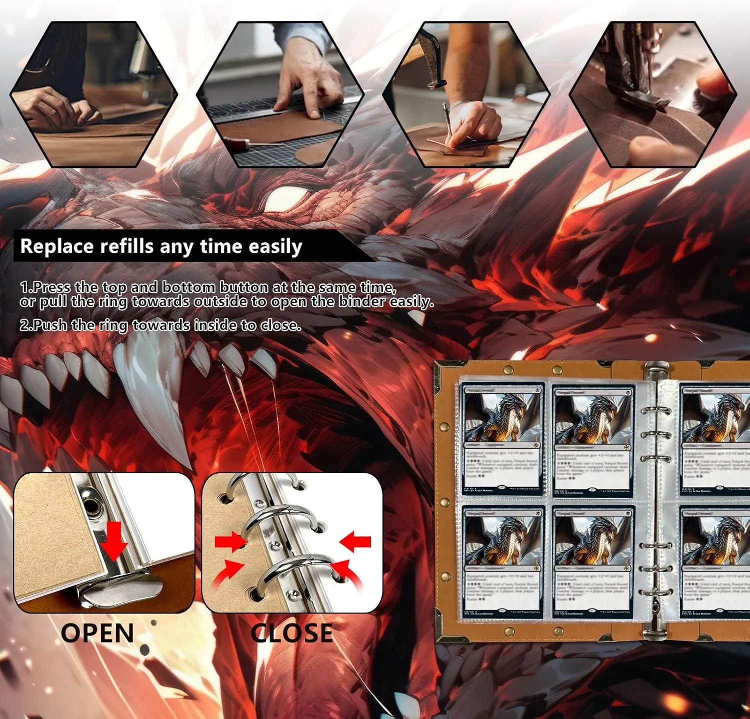 DUROTAN Card Binder 4-Pocket,Premium Trading Card Binder,Double Sided Pocket Collection Binder,Collector Album,Card Holder Holds 240 Cards for MTG,TCG,Yugioh,Game Cards