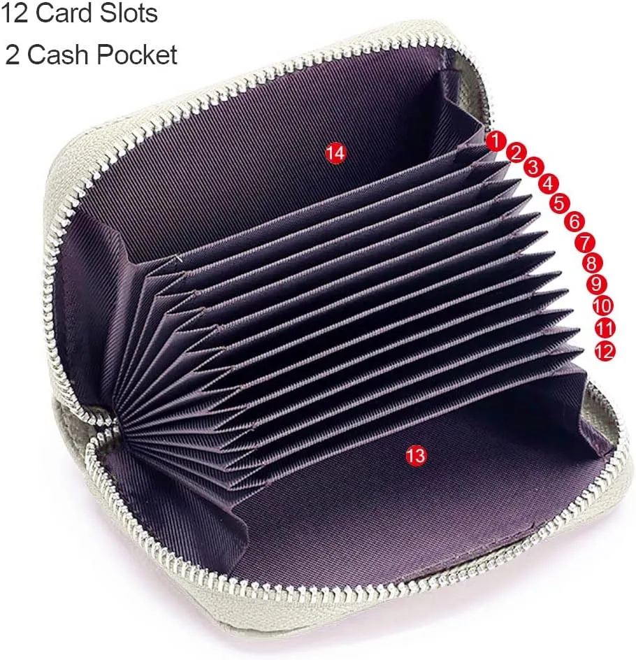 EASTNIGHTS RFID Credit Card Holder Genuine Leather Credit Card Wallet with Zipper