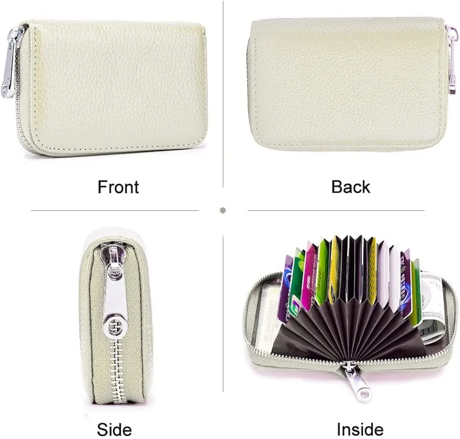 EASTNIGHTS RFID Credit Card Holder Genuine Leather Credit Card Wallet with Zipper