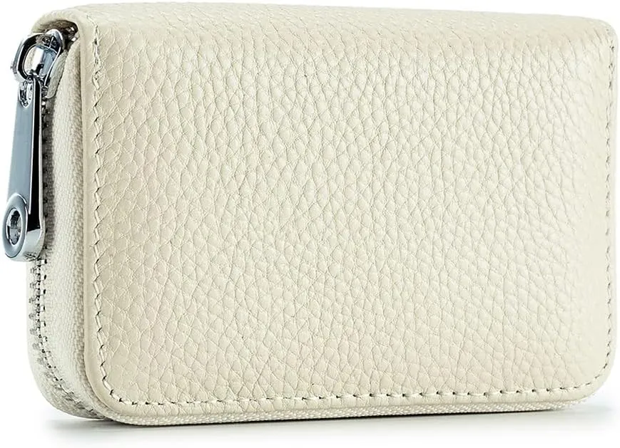 EASTNIGHTS RFID Credit Card Holder Genuine Leather Credit Card Wallet with Zipper