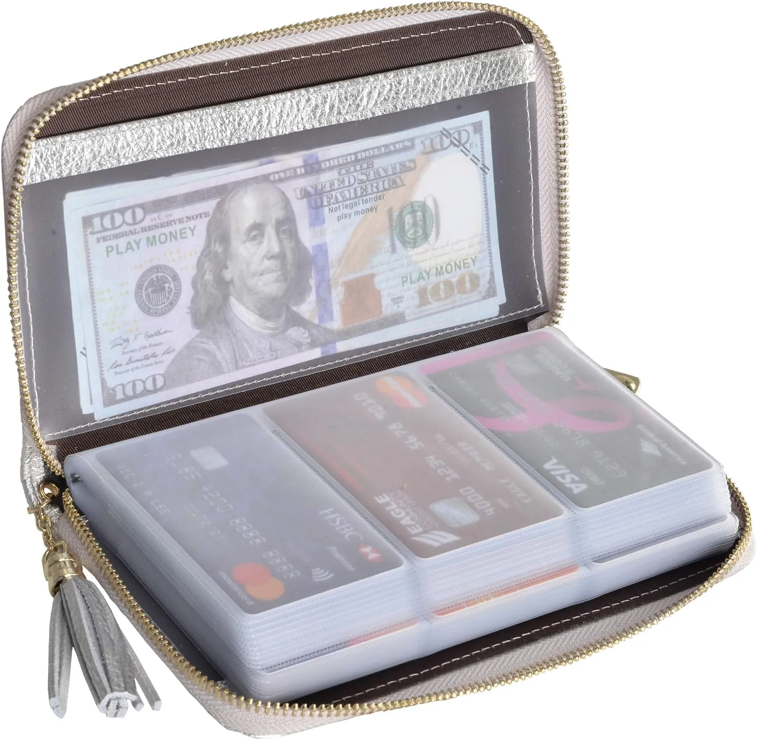 Easyoulife Credit Card Holder Wallet Womens Zipper Leather Case Purse RFID Blocking