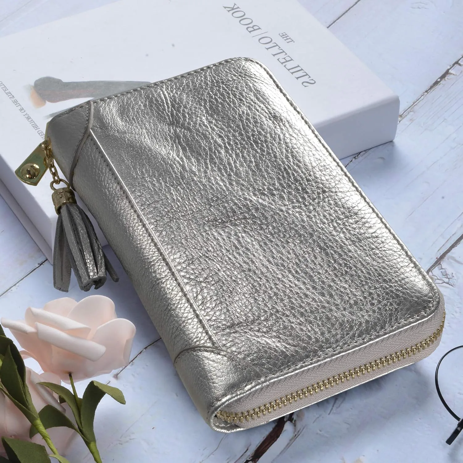 Easyoulife Credit Card Holder Wallet Womens Zipper Leather Case Purse RFID Blocking