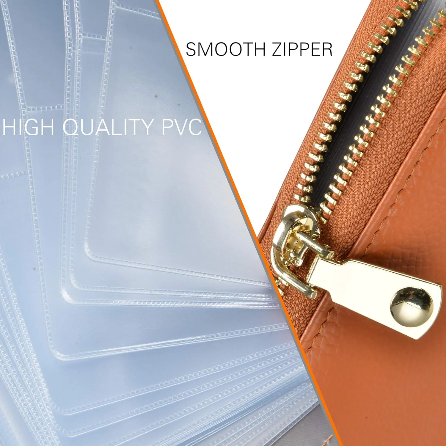 Easyoulife Credit Card Holder Wallet Womens Zipper Leather Case Purse RFID Blocking