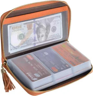 Easyoulife Credit Card Holder Wallet Womens Zipper Leather Case Purse RFID Blocking