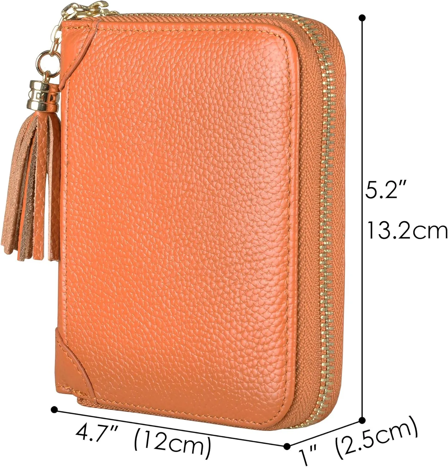 Easyoulife Womens Credit Card Holder Wallet Zip Leather Card Case RFID Blocking (Brown)