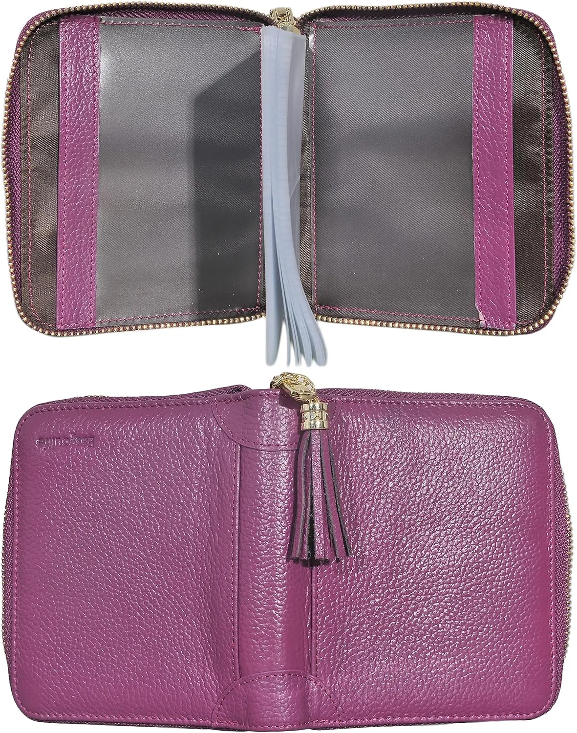 Easyoulife Womens Credit Card Holder Wallet Zip Leather Card Case RFID Blocking (Purple)