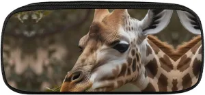 Eating Leaves Large Pencil Bag Waterproof Cute Pen Case Travel Cosmetic Leather Makeup Bag Organizer Pen Holder for Men Women