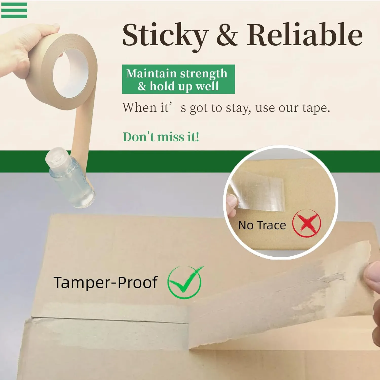 Eco-Friendly Brown Packing Tape, Recyclable Kraft Paper Tape for Moving & Shipping, 2 Inch x 66 Yards x 6 Rolls, Odorless and Quiet, Box & Carton Sealing, Heavy Duty Packaging Supplies