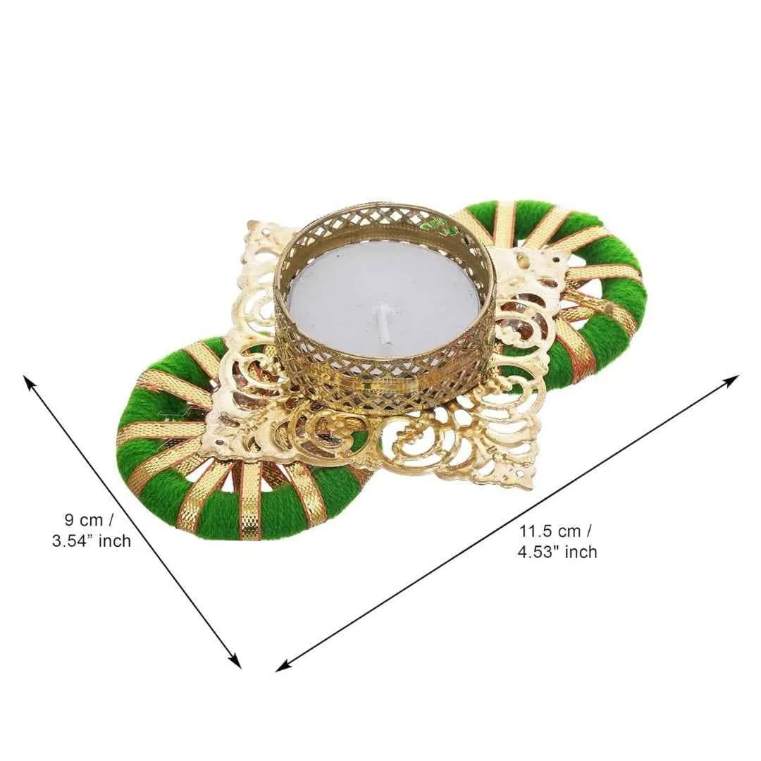 eCraftIndia Set of 4 Decorative Tea Light Candle Holders (Green, Pink, Red, Orange)