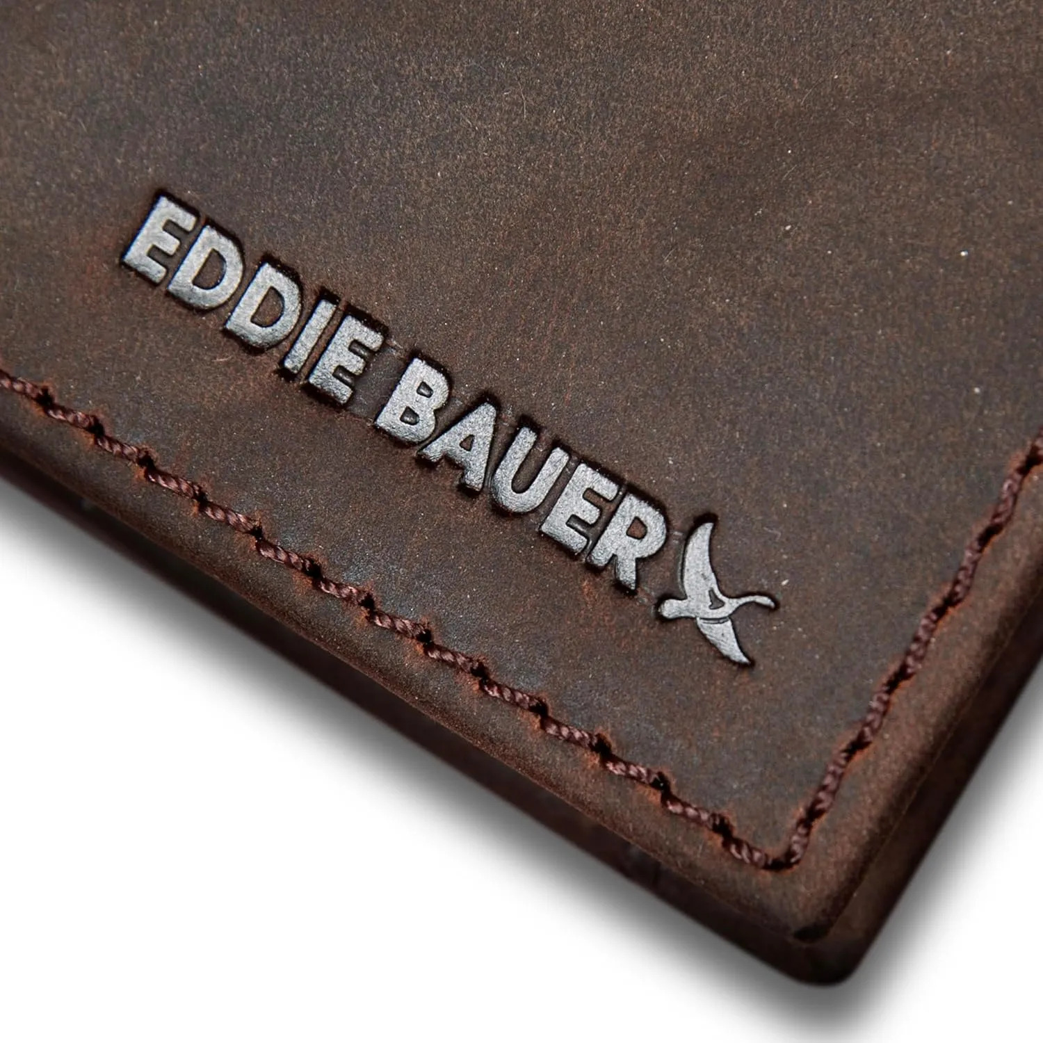 Eddie Bauer Men Signature Leather Money Clip Card Case Wallet