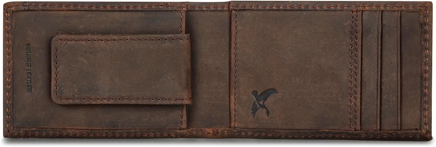Eddie Bauer Men Signature Leather Money Clip Card Case Wallet