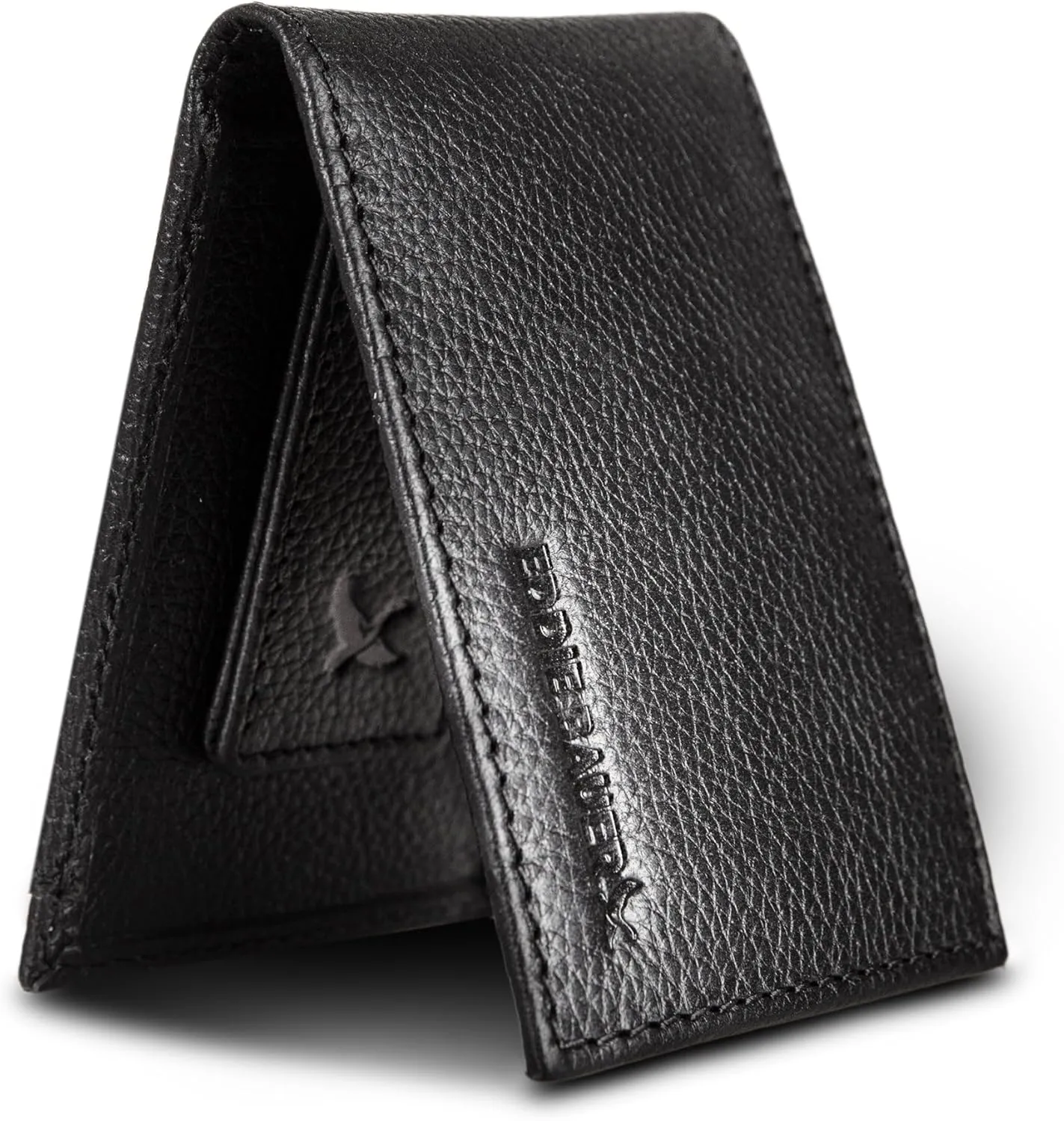 Eddie Bauer Men Signature Leather Money Clip Card Case Wallet