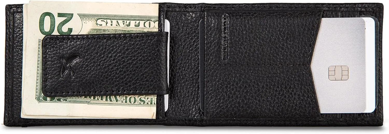 Eddie Bauer Men Signature Leather Money Clip Card Case Wallet