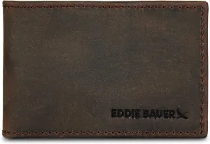 Eddie Bauer Men Signature Leather Money Clip Card Case Wallet