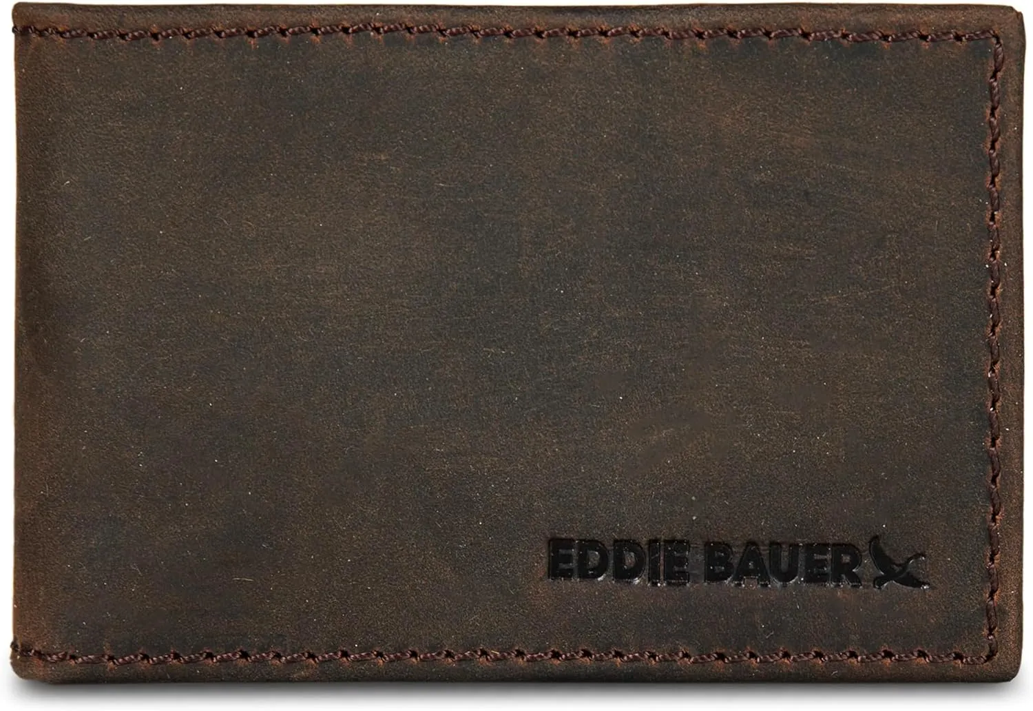 Eddie Bauer Men Signature Leather Money Clip Card Case Wallet
