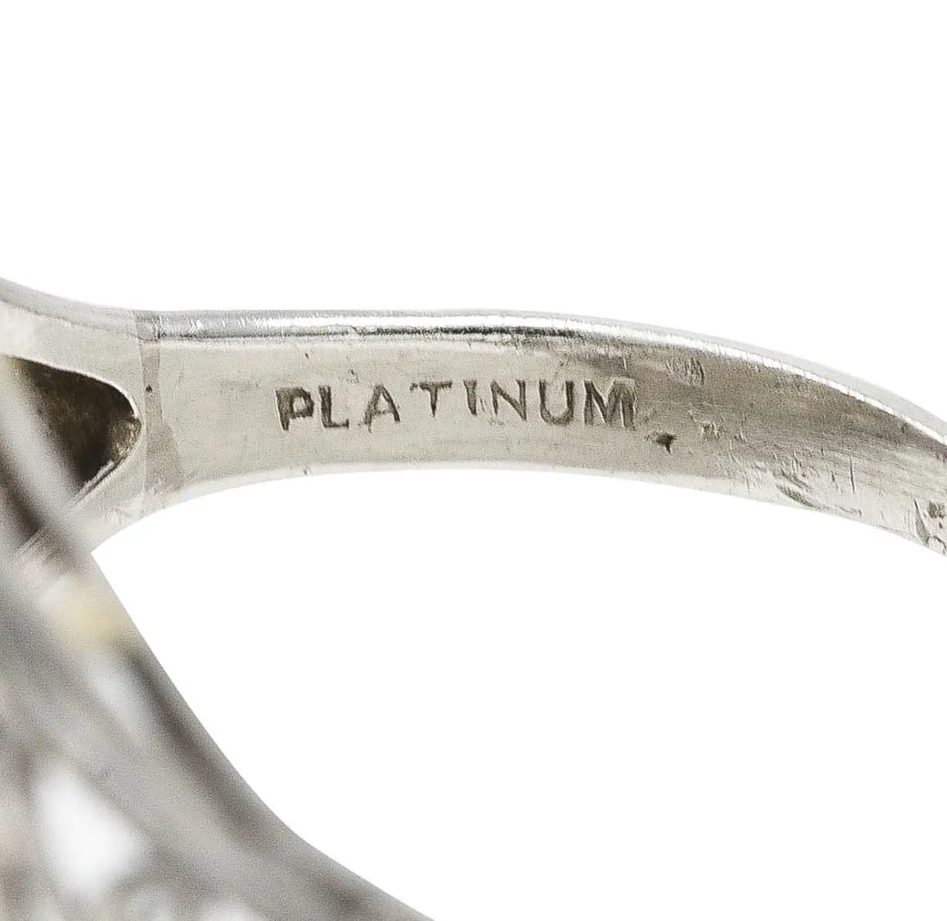 Edwardian 1.93 CTW Old European Cut Diamond Platinum Scrolling Antique Cluster Dinner Ring