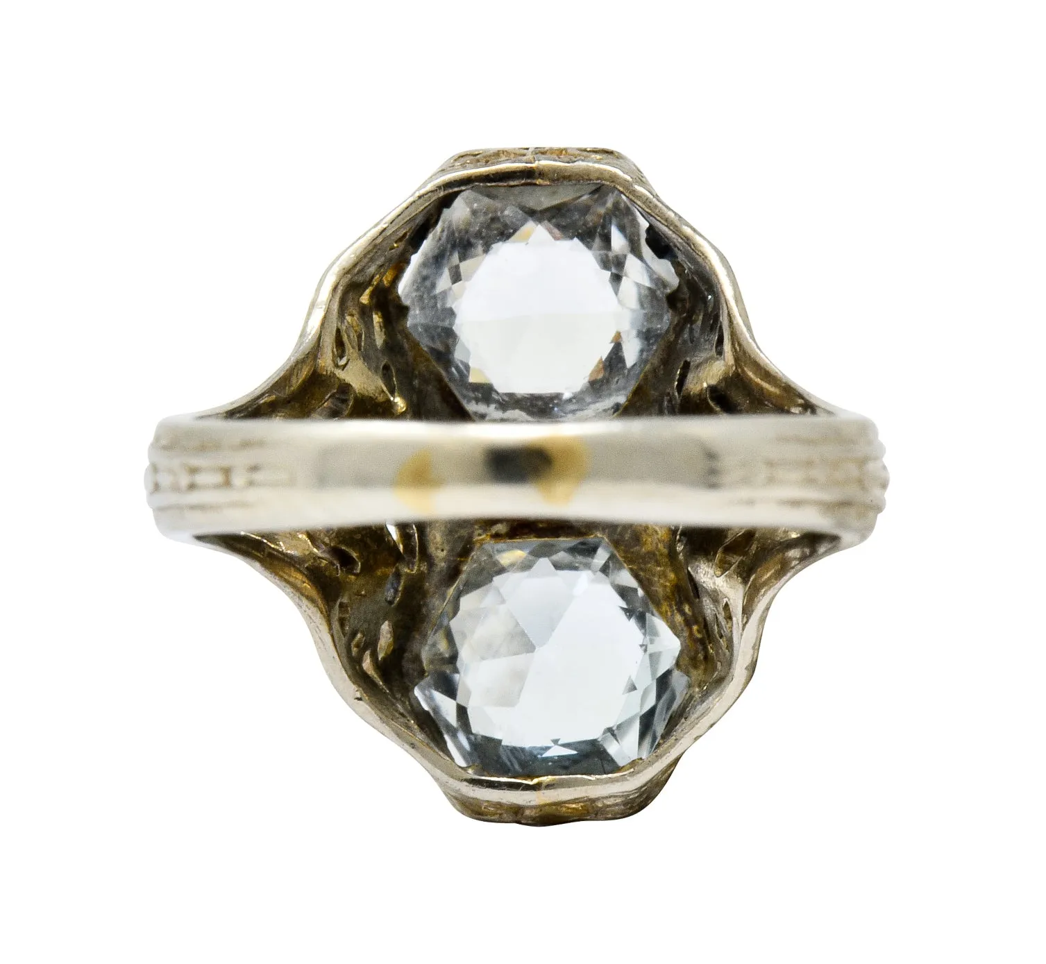 Edwardian Aquamarine Diamond 14 Karat White Gold Dinner Ring