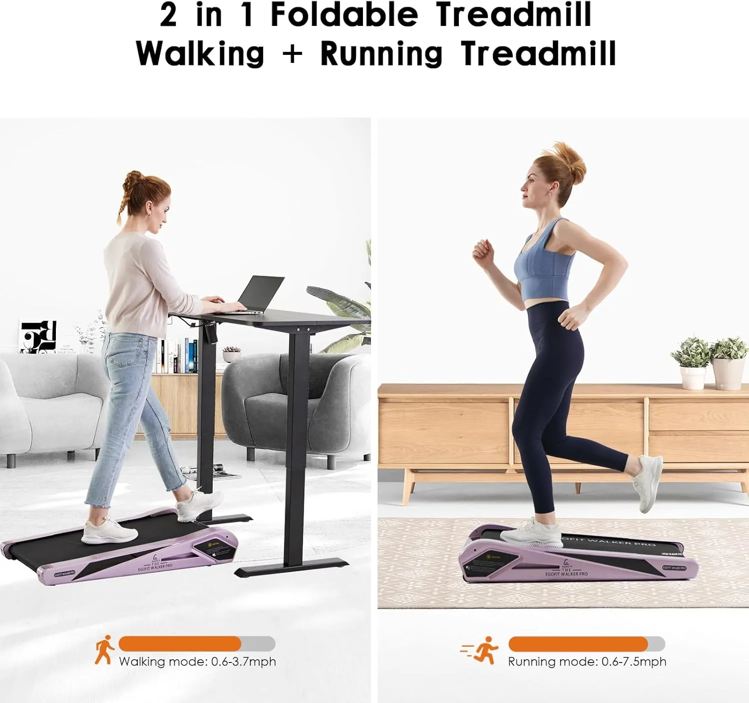Egofit Walker Pro/Plus Smallest Under Desk Treadmill Walking Pad, Small & Compact Walking Treadmill with Fixed 5% Incline to Fit Desk Perfectly and Home & Office with APP & Remote Control