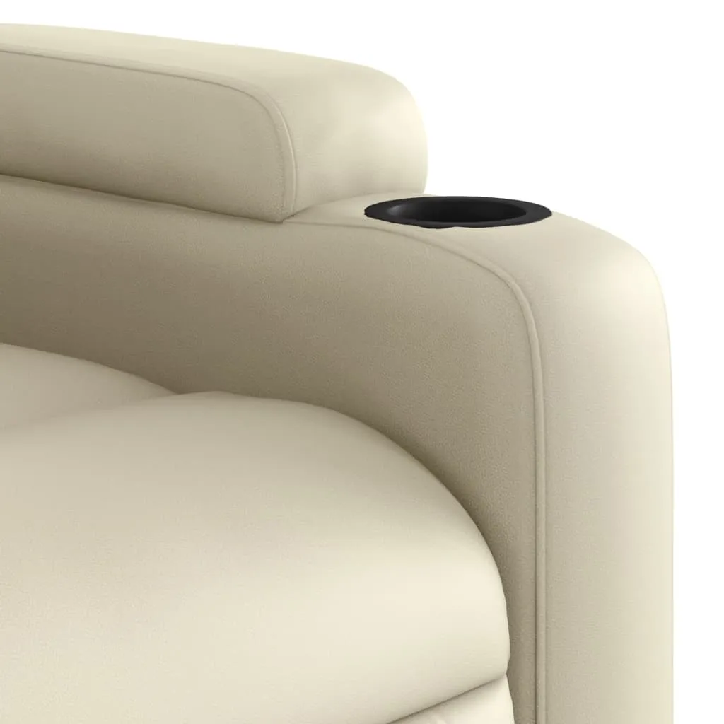Electric Massage Recliner Chair Cream Faux Leather