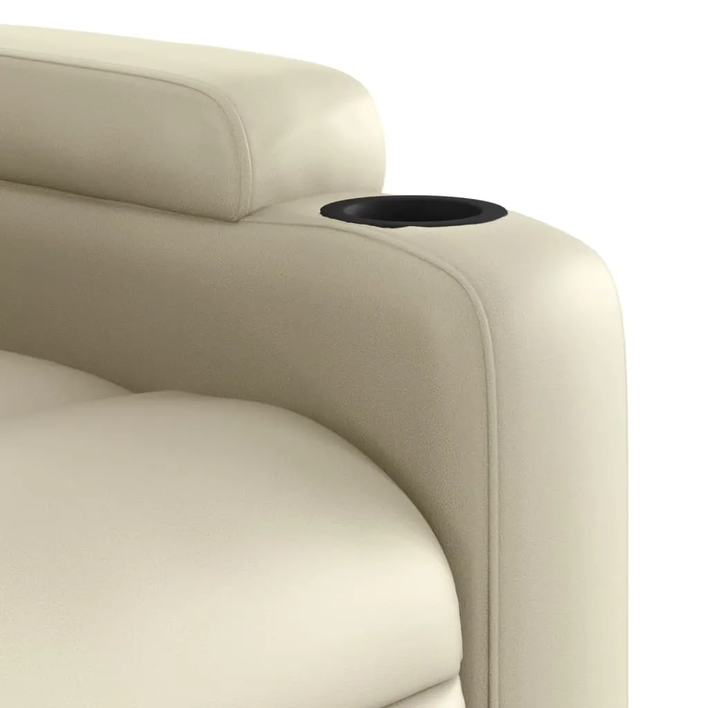 Electric Massage Recliner Chair Cream Faux Leather
