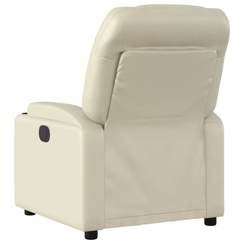 Electric Massage Recliner Chair Cream Faux Leather