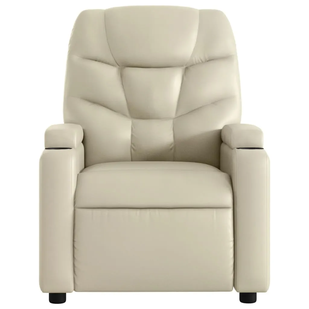 Electric Massage Recliner Chair Cream Faux Leather