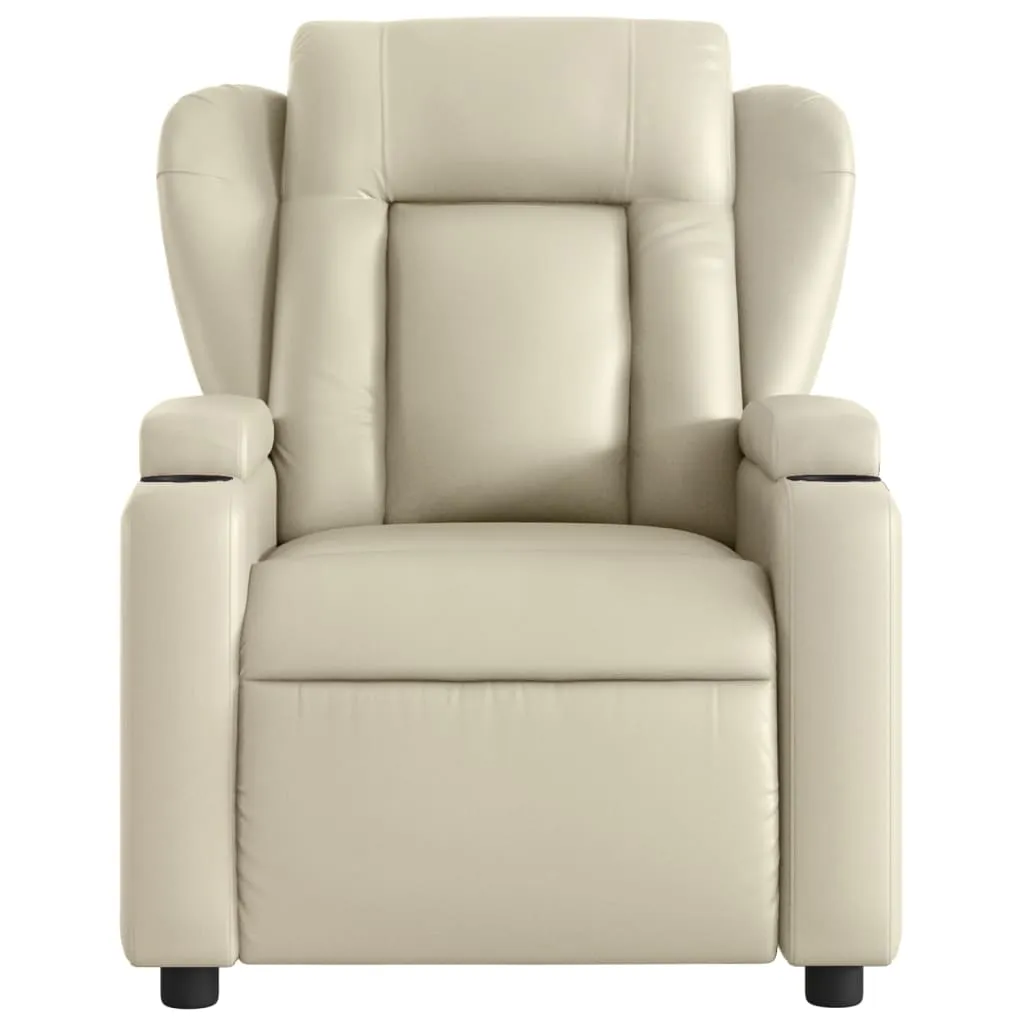 Electric Massage Recliner Chair Cream Faux Leather