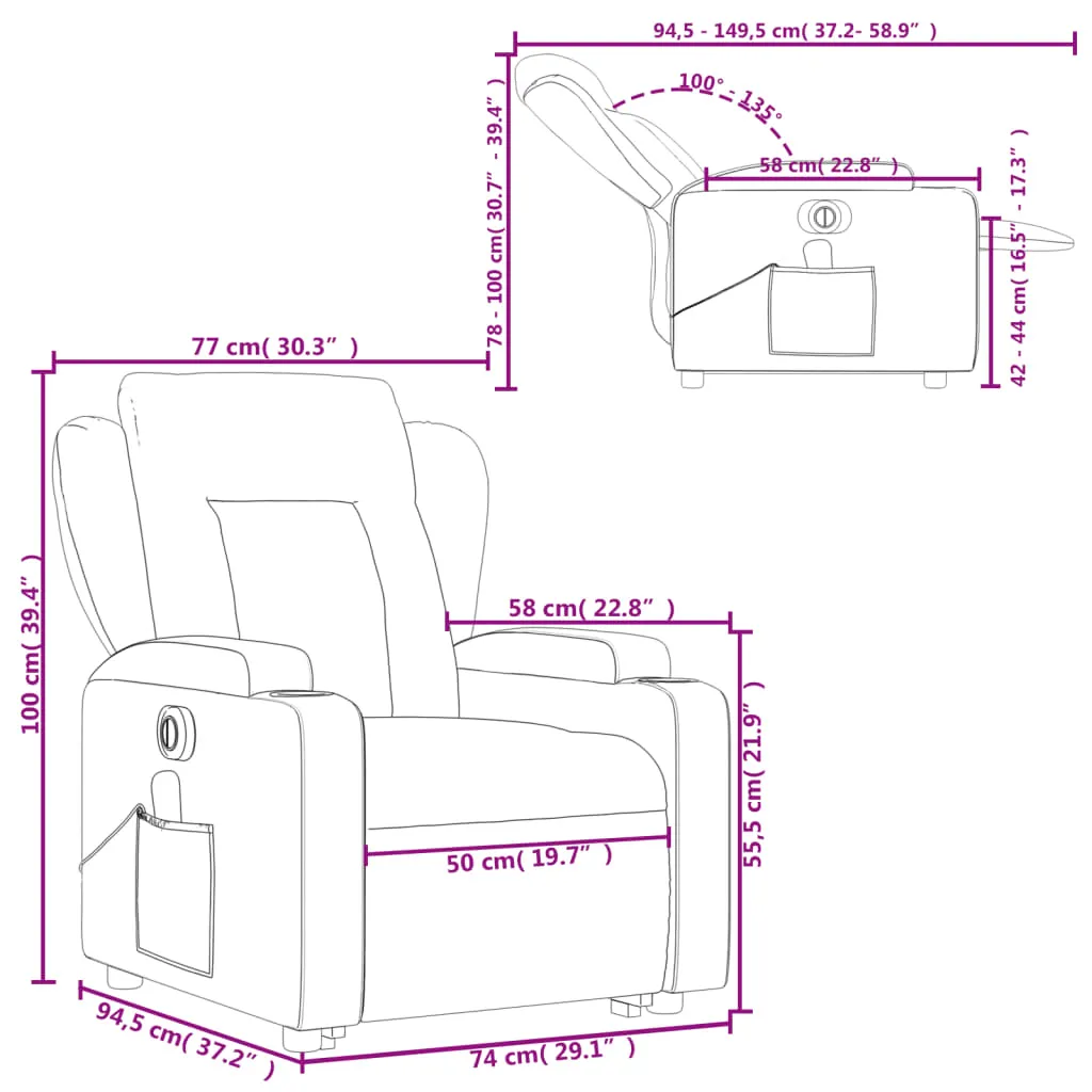 Electric Stand up Massage Recliner Chair Gray Faux Leather