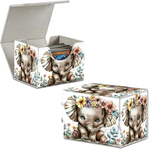 Elephant With Colorful Flowers Card Deck Box Trading Cards with Strong Magnet Commander Deck Box Card Storage Box Magic Premium Card Storage Box Case Cover for TCG CCG Magic Cards