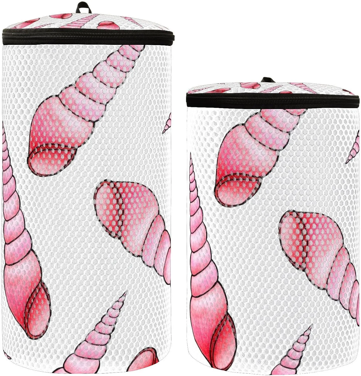 Elongated Seashells Shoe Washing Bag, 2 Pack Honeycomb Mesh Shoe Cleaning Laundry Bag with Zipper for Sneakers, Running Shoes, Sock, Bras