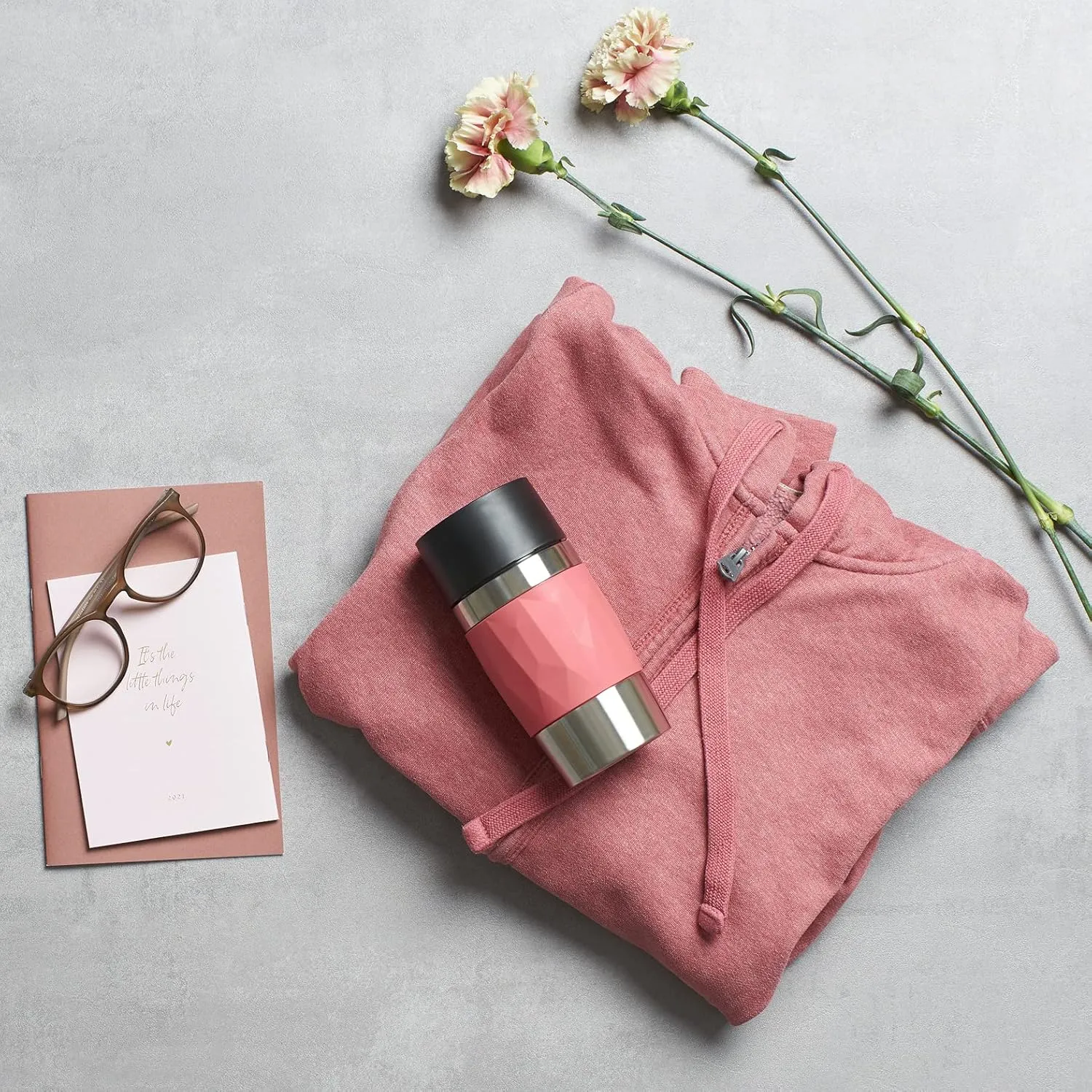 Emsa N21604 Travel Mug Compact Thermo/Insulated Stainless Steel Mug 0.3 Litres Hot 4 Hours Cold 8 Hours BPA Free 100% Leak Proof Dishwasher Safe 360° Drinking Opening Coral Red