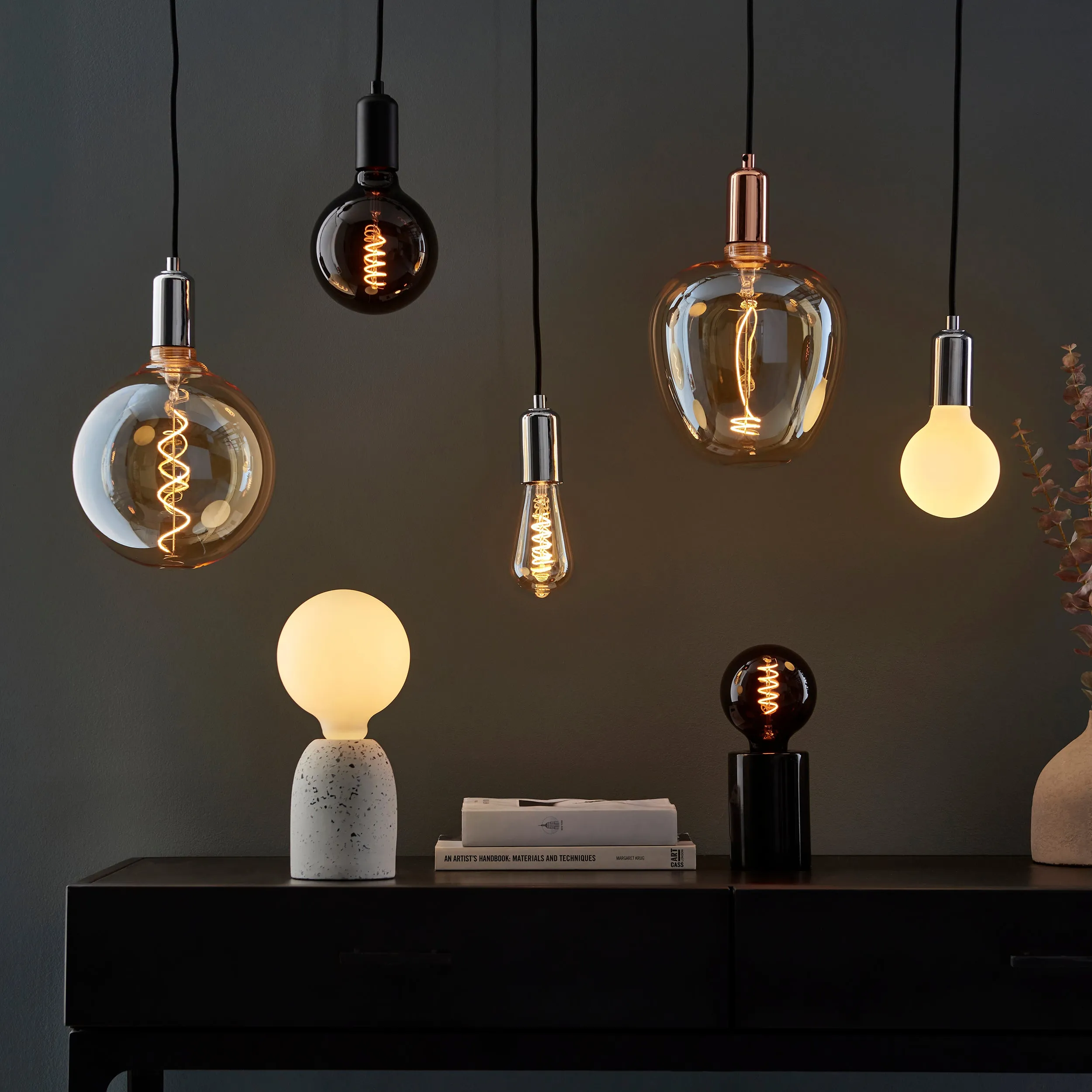 Endon 102620 Spiral 1lt Accessory Amber glass 4W LED E27 Warm White