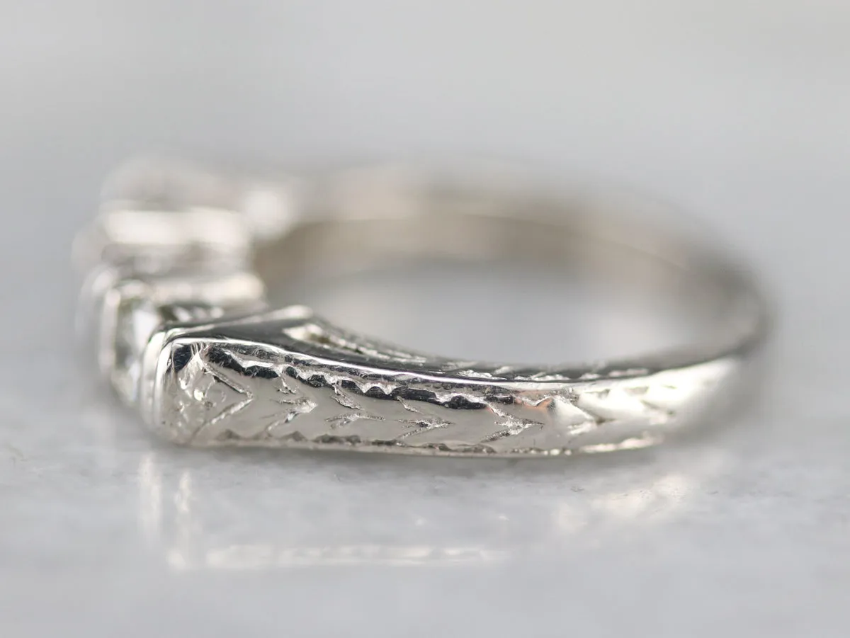 Engraved Three Stone Diamond Band